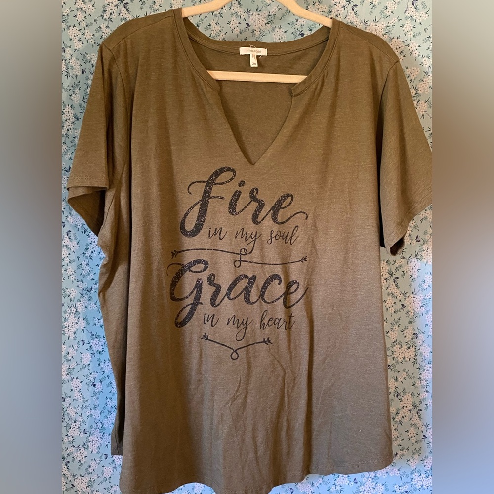 Plus Size Maurices Green Short Sleeve Tee with Script
